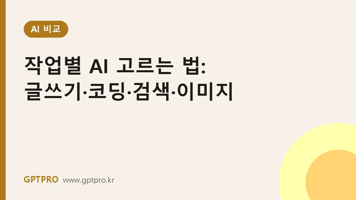 작업별 AI 고르는 법: 글쓰기·코딩·검색·이미지에 맞는 도구 정리