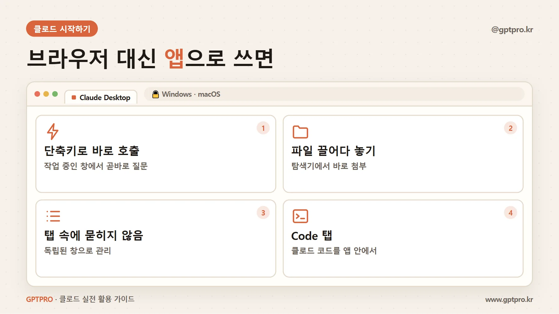 클로드 데스크톱 앱이 웹 브라우저보다 편한 점 네 가지