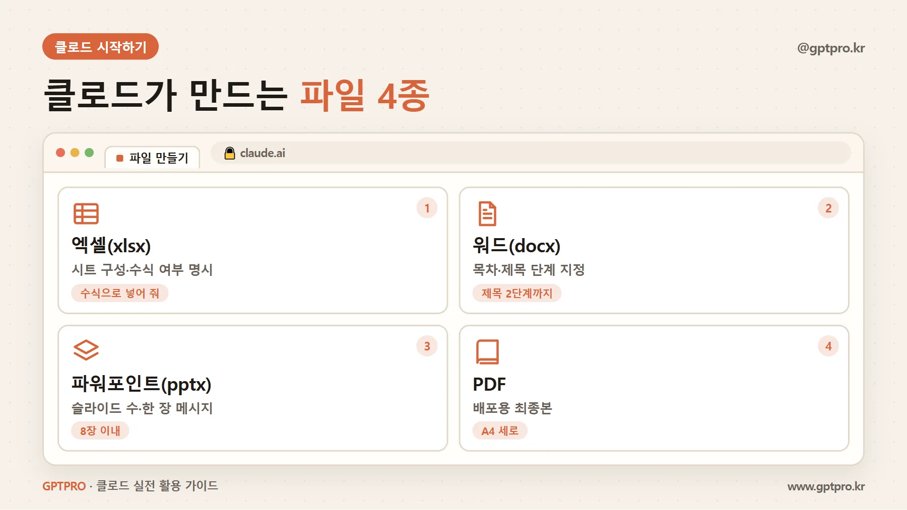 클로드로 만들 수 있는 파일 종류와 요청 요령
