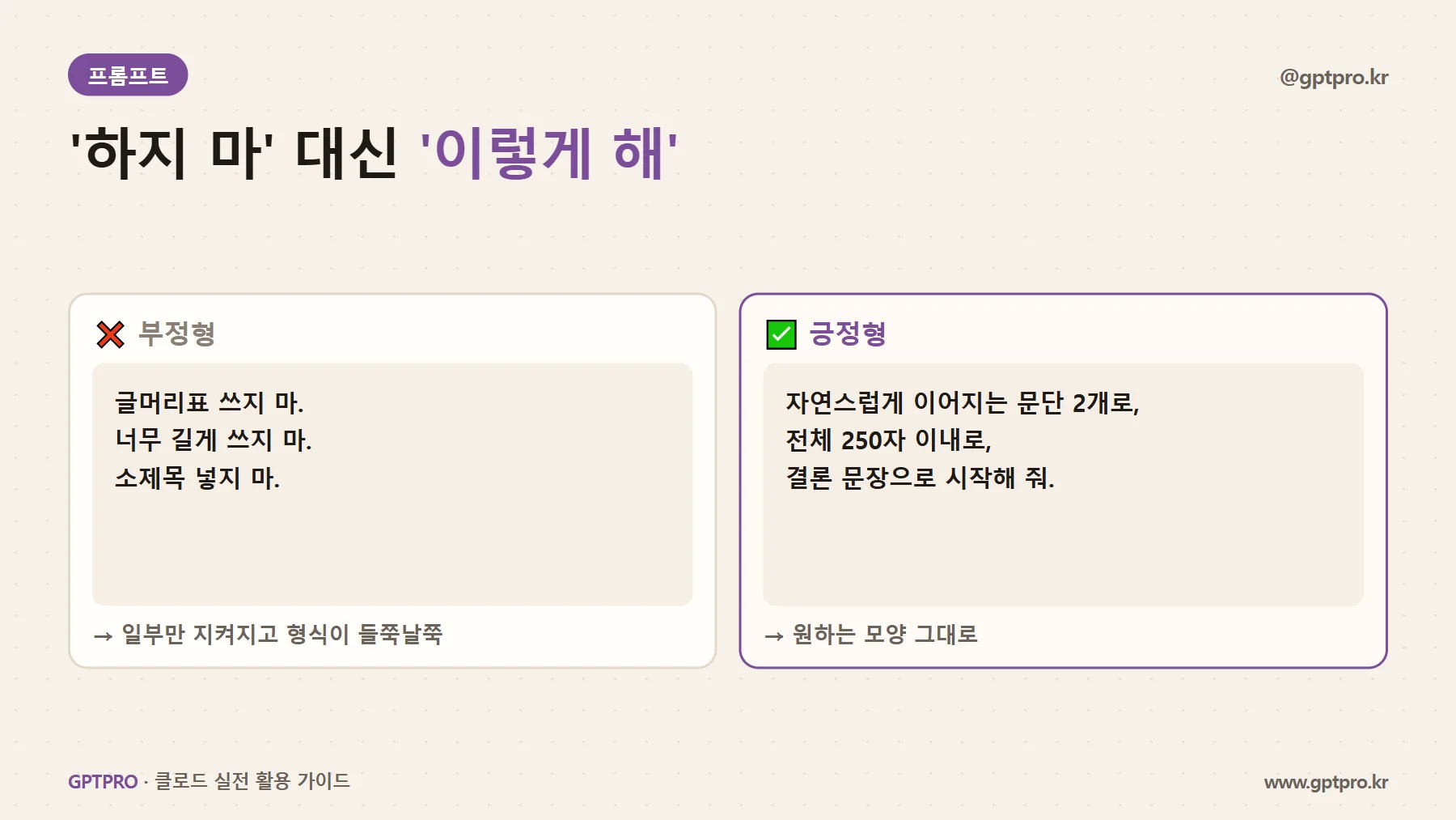 부정형 형식 지시와 긍정형 형식 지시 비교