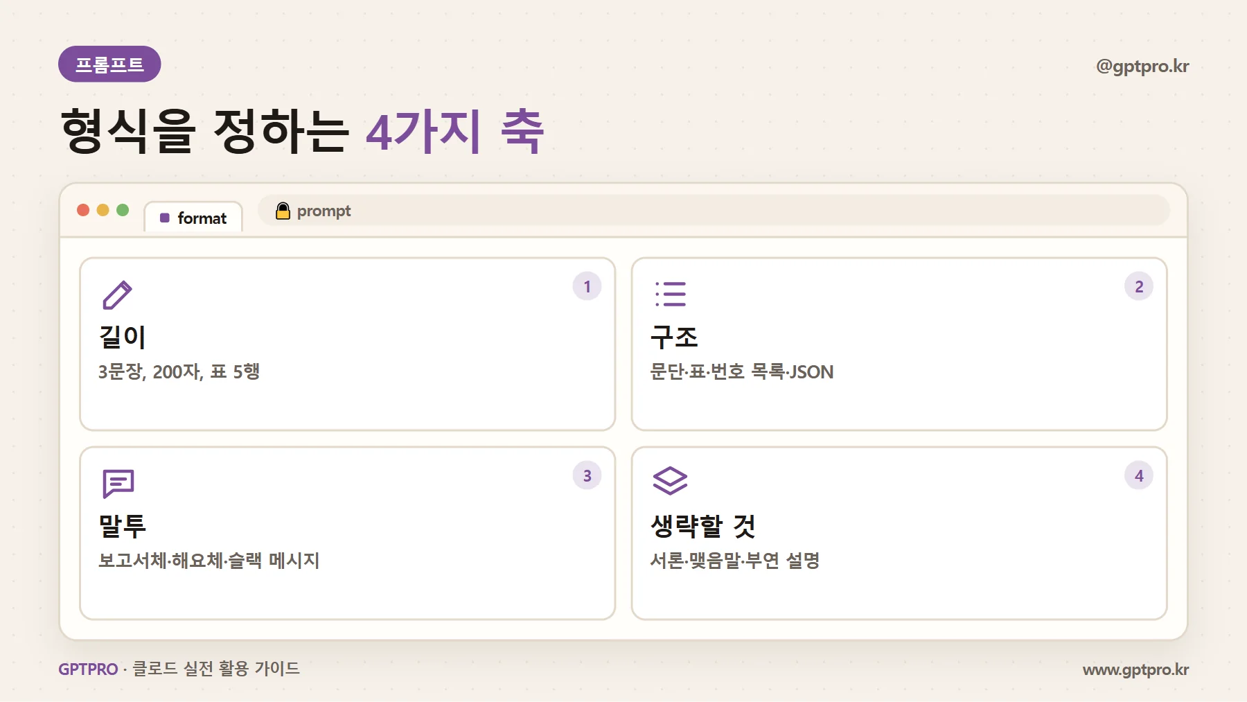 답변 형식을 정하는 네 가지 축
