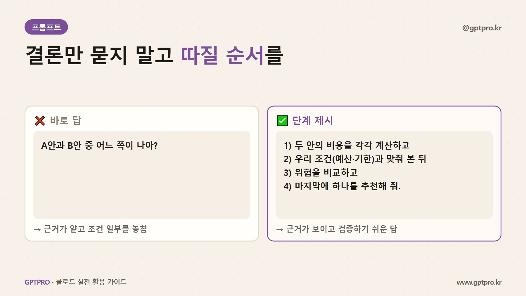 바로 답하게 하는 질문과 단계를 주는 질문 비교
