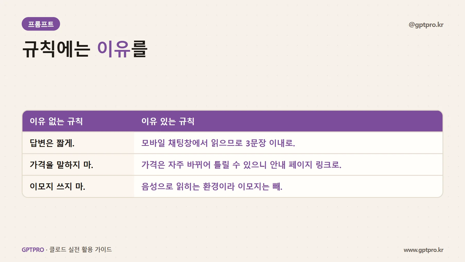 이유 없는 규칙과 이유 있는 규칙 비교